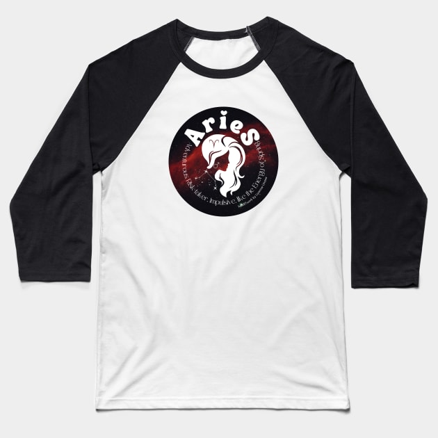 Cosmic Aries Zodiac Character Baseball T-Shirt by HeartsLight